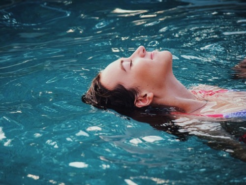 Woman relaxing in water